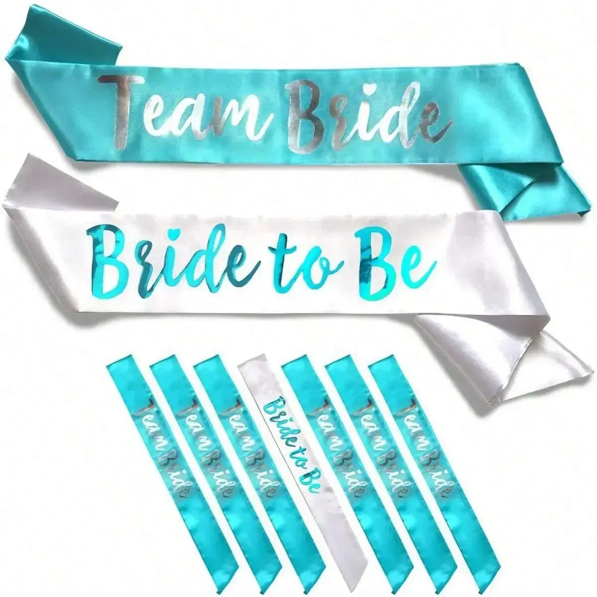 Bride Tribe Sash - 7 buah tim biru muda Set