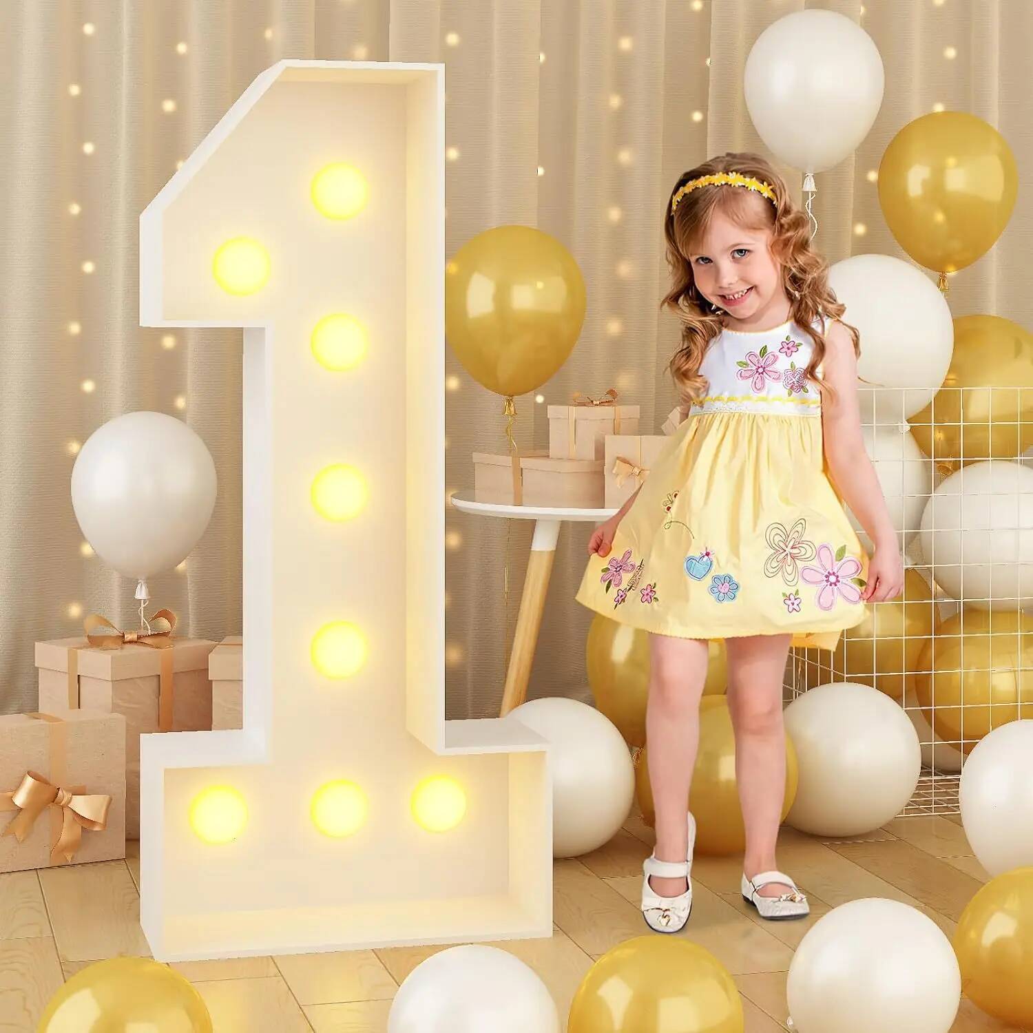 Confetti Balloon Set - Lampu LED Angka Raksasa untuk Dekorasi