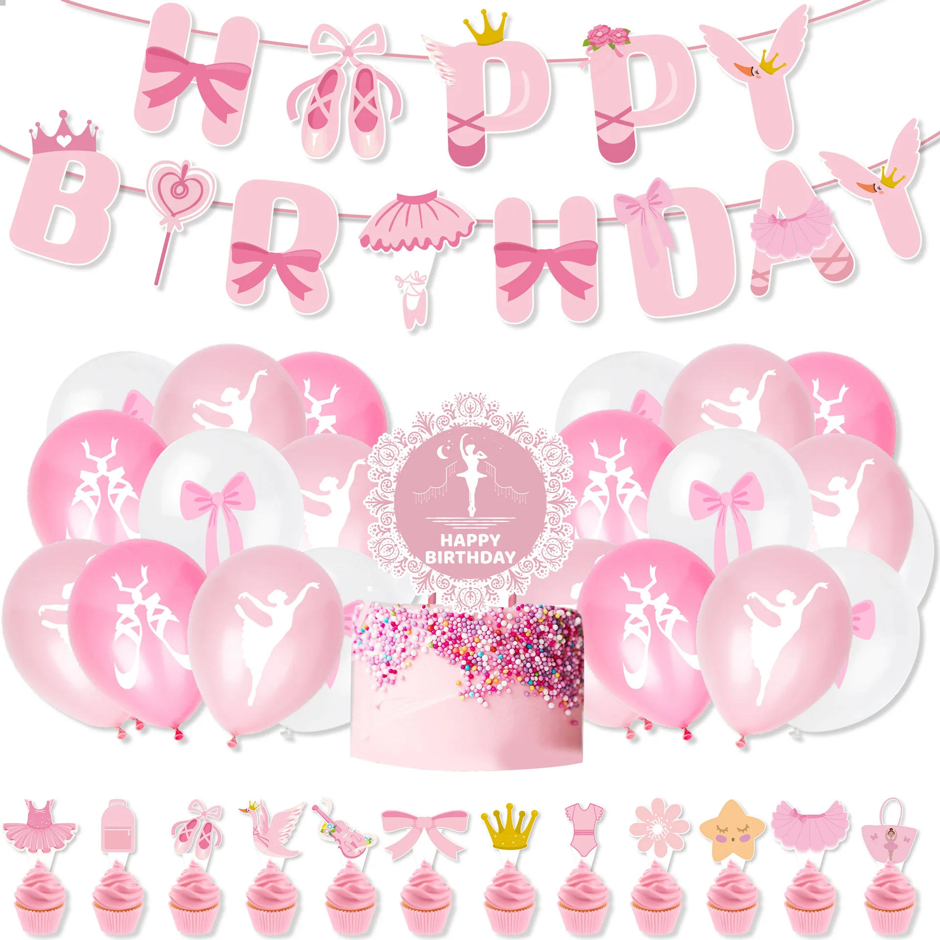 Confetti Balloon Set - Balerina merah muda anak perempuan Selamat