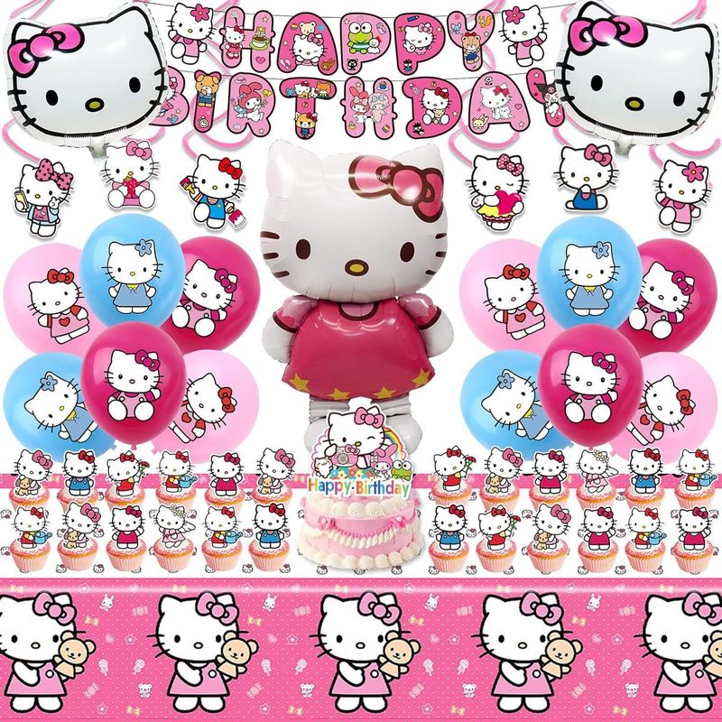 Confetti Balloon Set - Dekorasi Pesta Hello Kitty: Spanduk Ulang