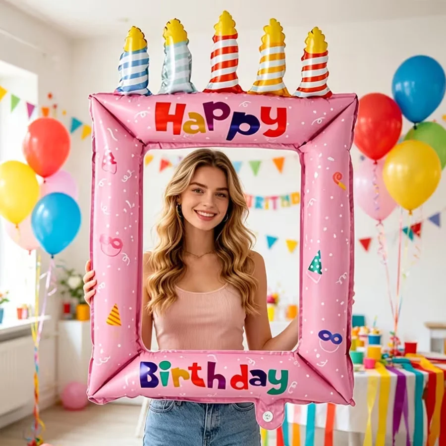 Confetti Balloon Set - 1/2pcs Bingkai Foto Ulang Tahun Biru