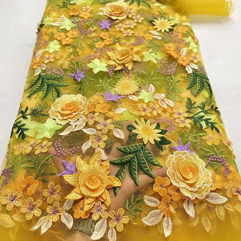 Kain Tulle Bordir Bunga 3D Uku - Wedding Floral Supply ulasan dan harga