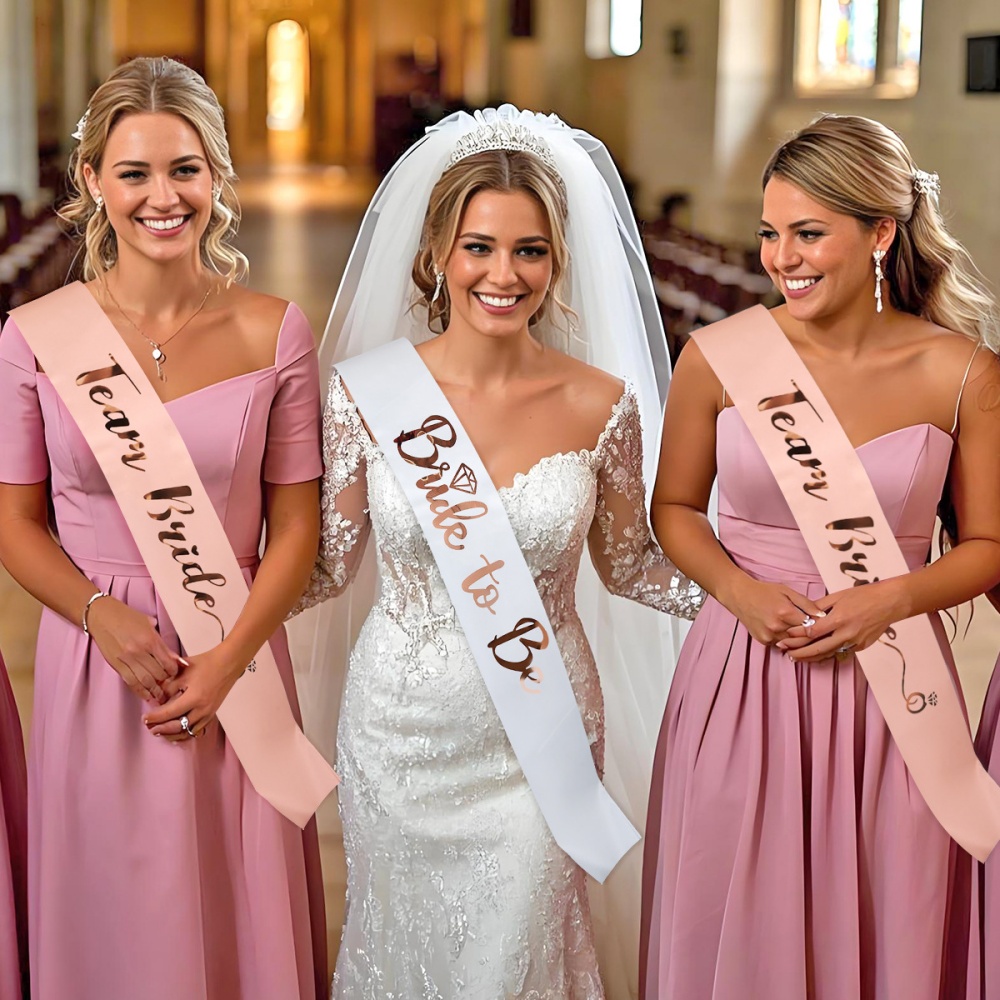 1Set Sash Satin Warna Rose Gol - Bride Tribe Sash ulasan dan harga